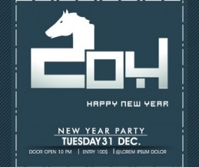 Retro 2014 horse year design vector background 04