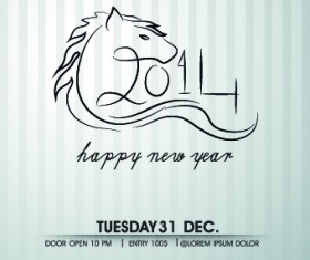 Retro 2014 horse year design vector background 05