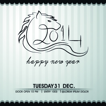 Retro 2014 horse year design vector background 05