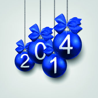 2014 with color christmas balls design vector 01