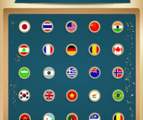 25 Kind Vintage Flags icons vector