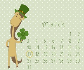 Cute Cartoon March Calendar design vector