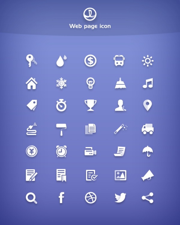 White web media psd icons