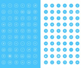 Set of web mini blue icons psd