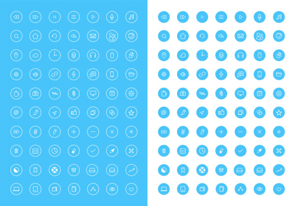 Set of web mini blue icons psd
