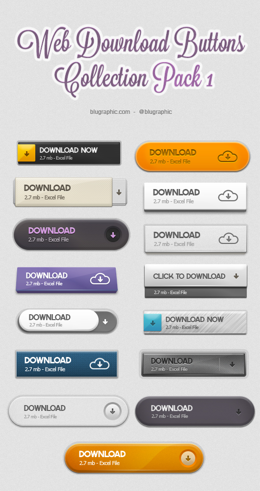 Creative web download button psd material