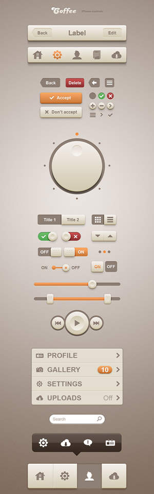 Coffee theme interface psd material