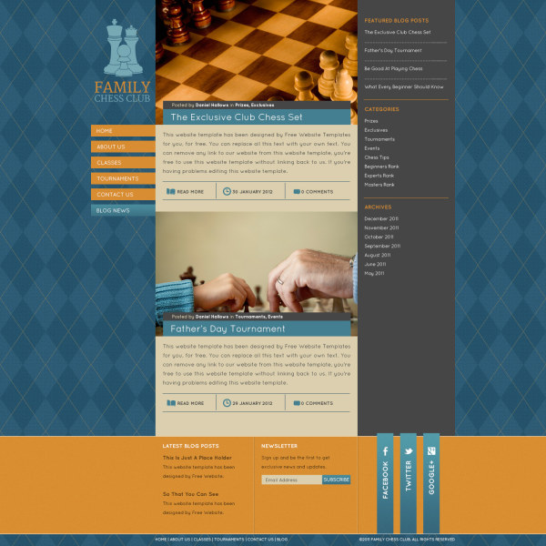 Chess website psd template