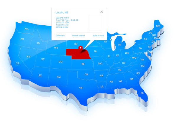USA map navigation psd graphics