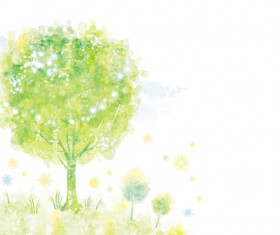 Watercolor tree psd background