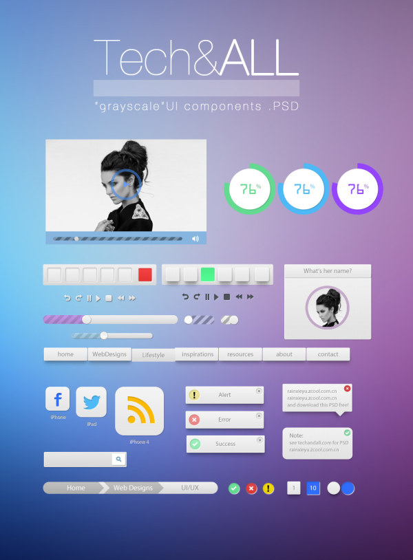 Blue and purple style web UI kit 01
