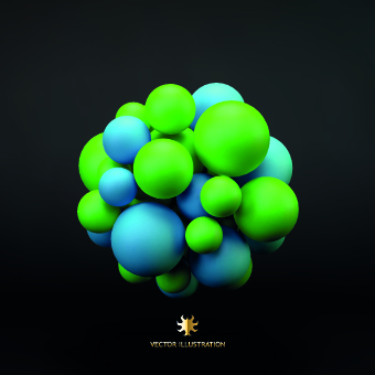 Shiny 3D sphere vector backgrounds 02