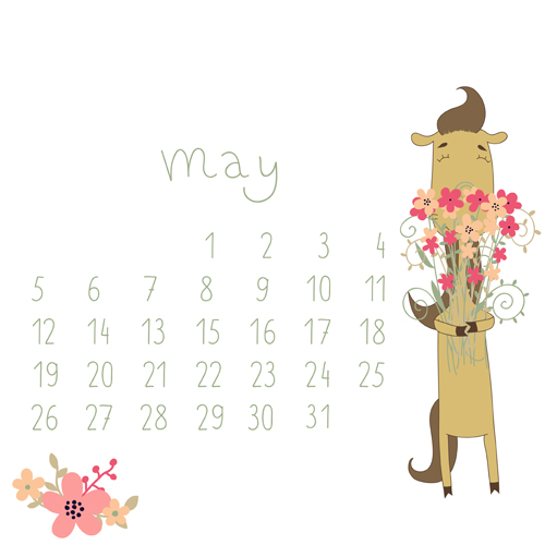 Cute Cartoon May Calendar design vector free download