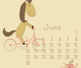 Cute Cartoon June Calendar design vector