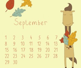 Cute Cartoon September Calendar design vector