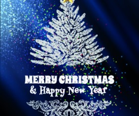 Abstract Christmas tree with blue background 01