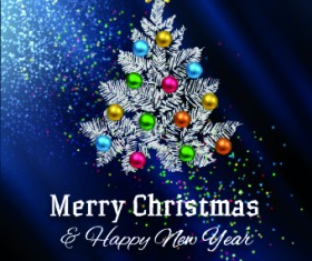 Abstract Christmas tree with blue background 03