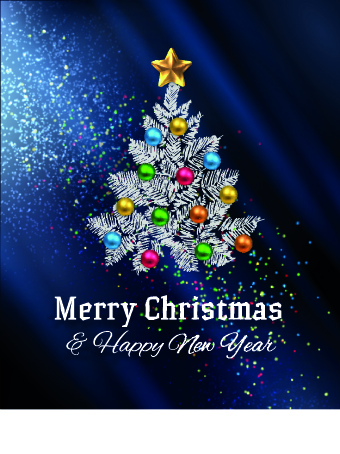 Abstract Christmas tree with blue background 03