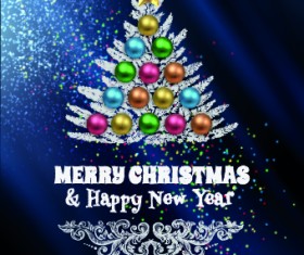 Abstract Christmas tree with blue background 04