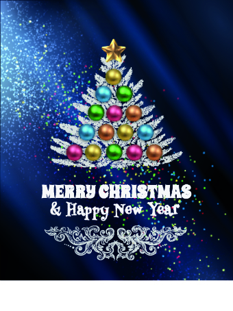 Abstract Christmas tree with blue background 04