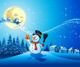 Beautiful Christmas Night winter vector background 01