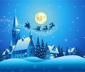 Beautiful Christmas Night winter vector background 02