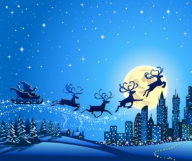 Beautiful Christmas Night winter vector background 03