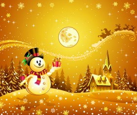Beautiful Christmas Night winter vector background 04