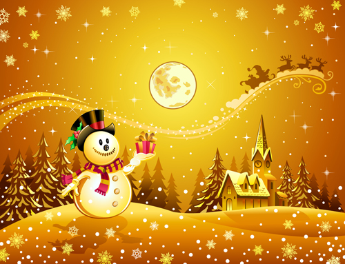 Beautiful Christmas Night winter vector background 04 free download
