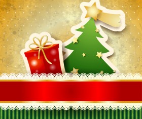 Beautiful lace Christmas elements background vector 04