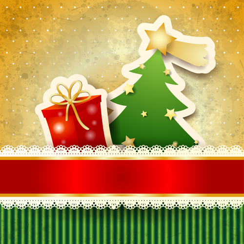 Beautiful lace Christmas elements background vector 04