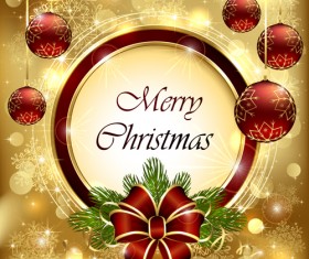 Beautiful xmas baubles shiny background vector 01