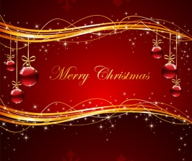 Beautiful xmas baubles shiny background vector 02