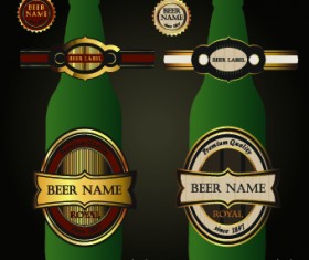 Beer bottles and beer labels vector