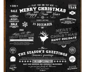 Black Style Christmas ornaments elements vector