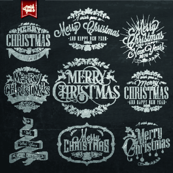 Black style Christmas typographic vector