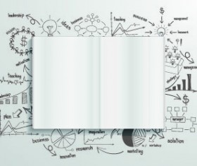 Blank book with hand drawn infographics vector