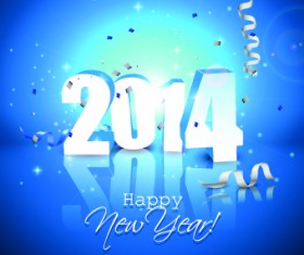 Blue style 2014 New Year christmas background vector 01