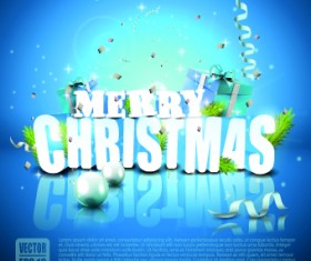 Blue style 2014 New Year christmas background vector 02