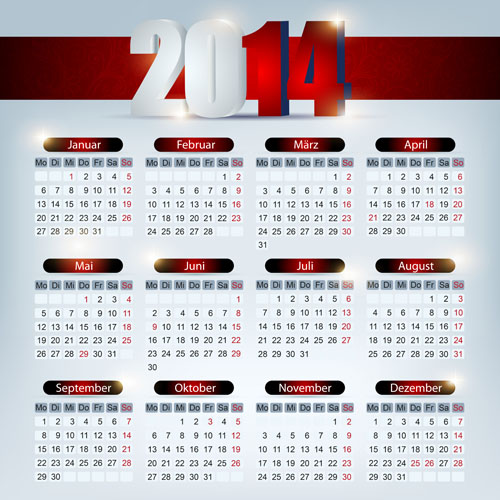 Calendar 2014 vector huge collection 100