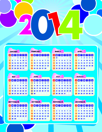 Calendar 2014 vector huge collection 119