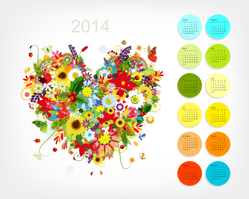 Calendar 2014 vector huge collection 120