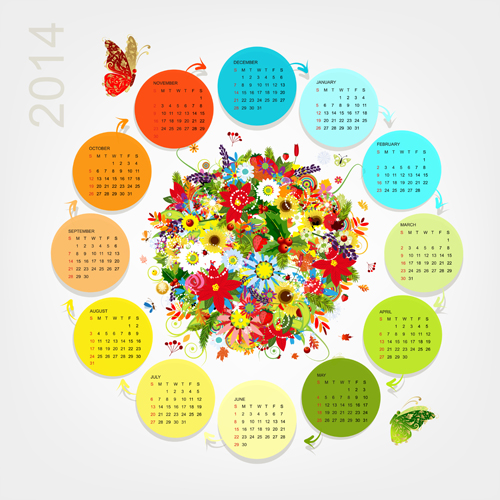 Calendar 2014 vector huge collection 124