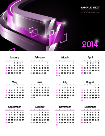 Calendar 2014 vector huge collection 127