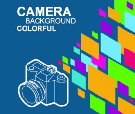 Camera with colorful background vector 01