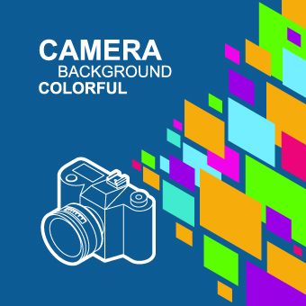 Camera with colorful background vector 01