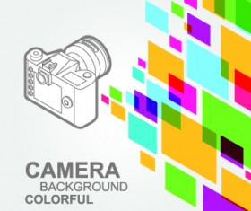 Camera with colorful background vector 02