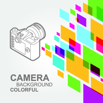 Camera with colorful background vector 02