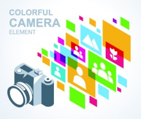 Camera with colorful background vector 03