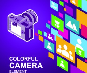 Camera with colorful background vector 04